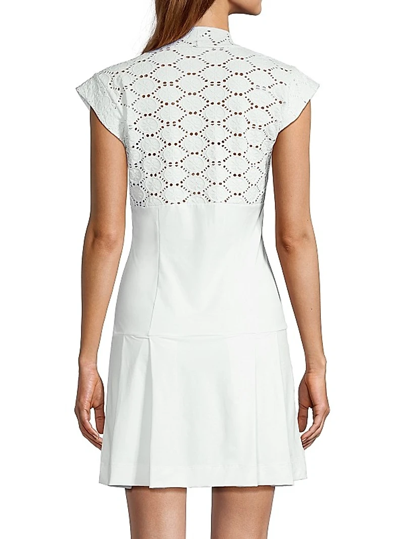 Lace Yoke Cap-Sleeve Minidress