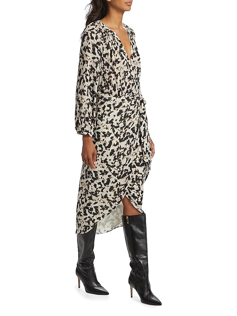 Tyra Tie-Waist Print Midi-Dress