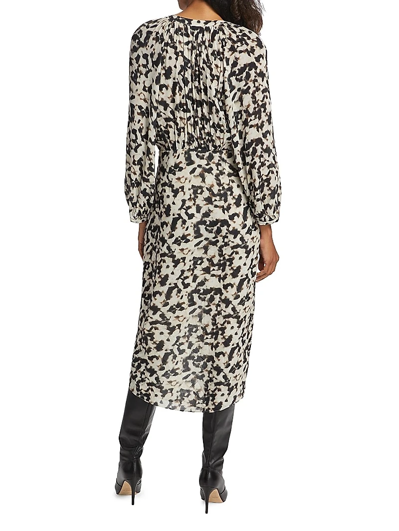Tyra Tie-Waist Print Midi-Dress