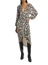 Tyra Tie-Waist Print Midi-Dress