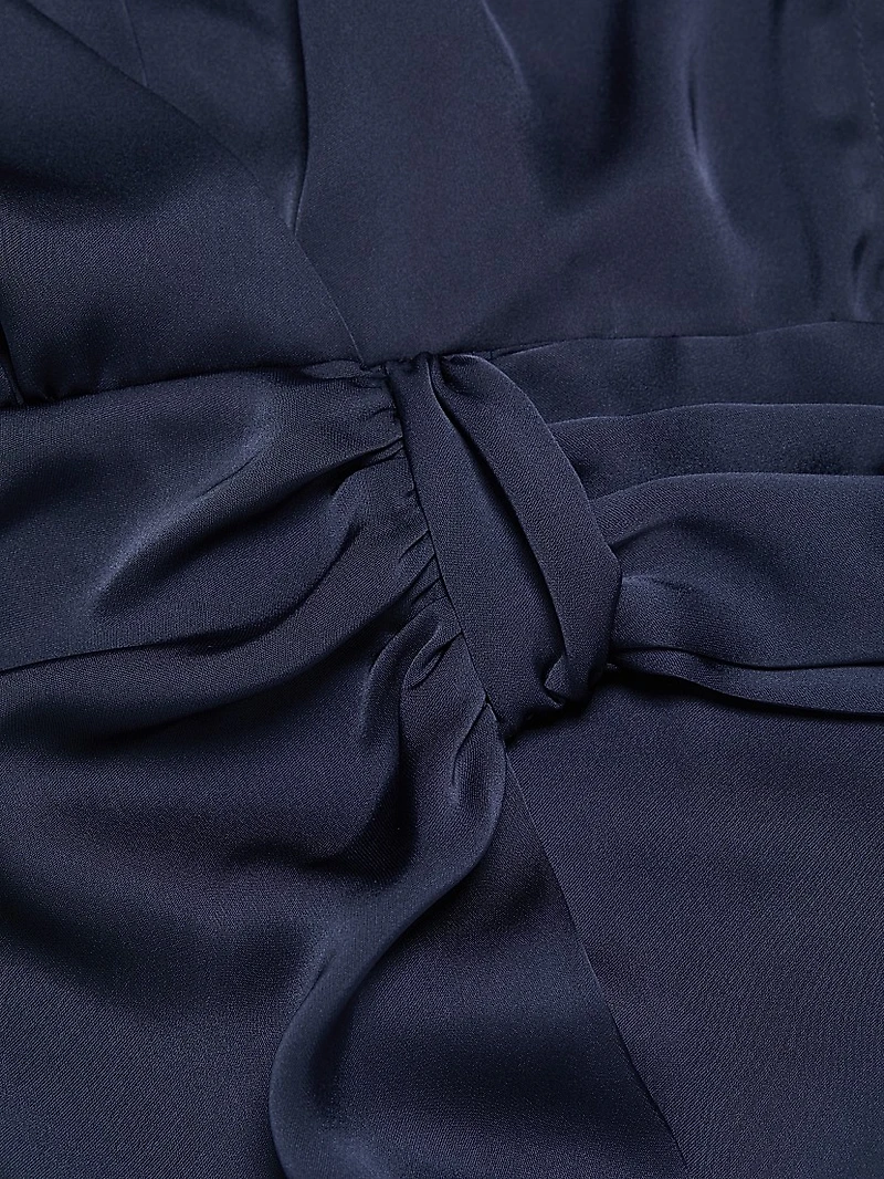 Aurora Draped Satin Shirtdress