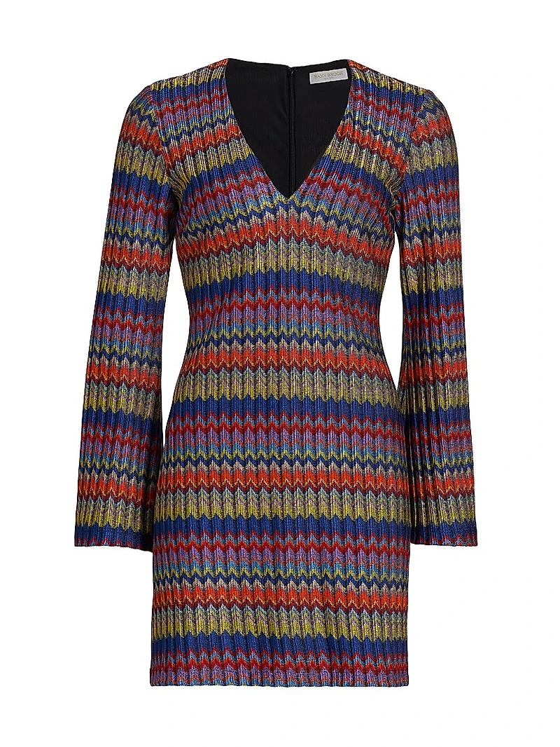 Maya Zigzag Flare-Sleeve Minidress
