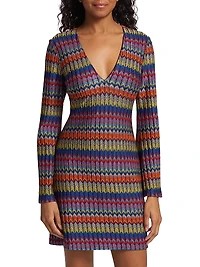 Maya Zigzag Flare-Sleeve Minidress