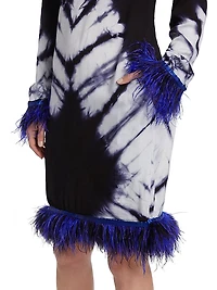 Ishola Hand-Dyed Feather-Trim Midi-Dress