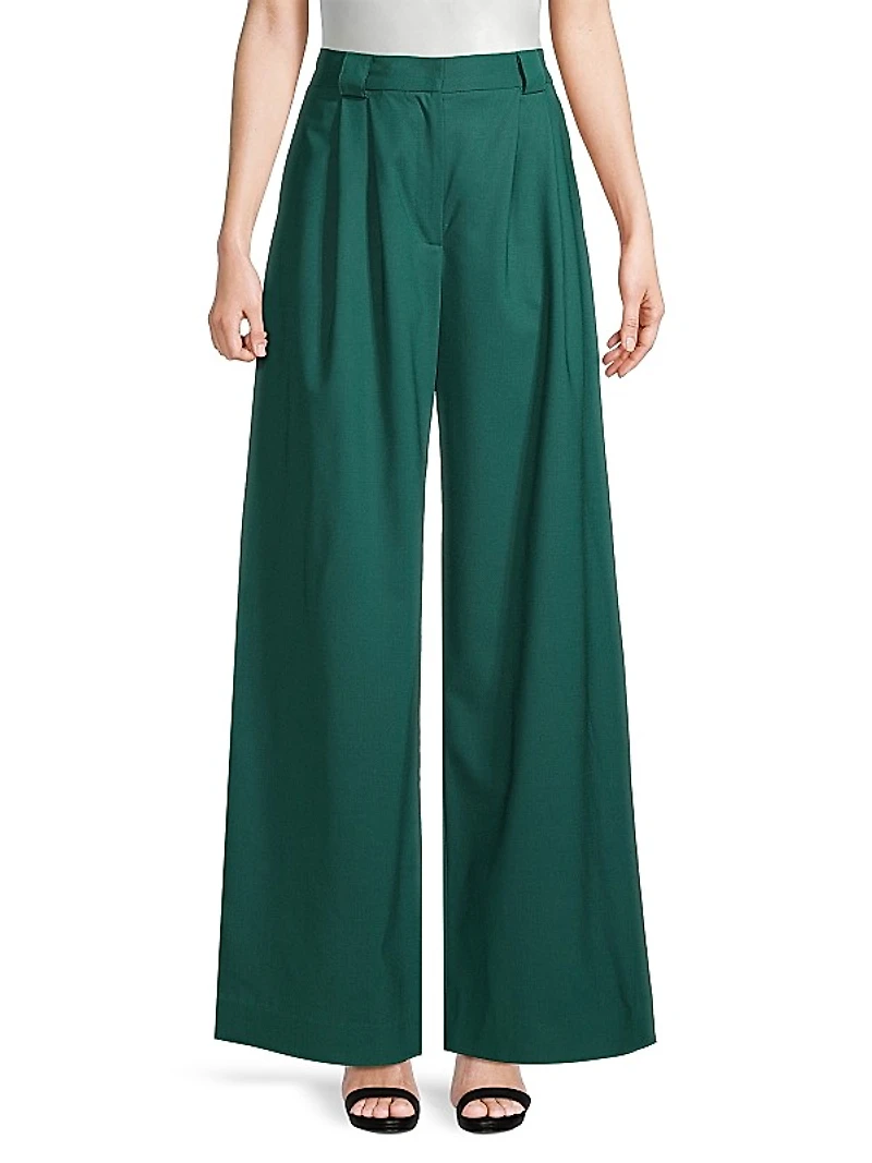 Simpatico Wide-Leg Wool Pants