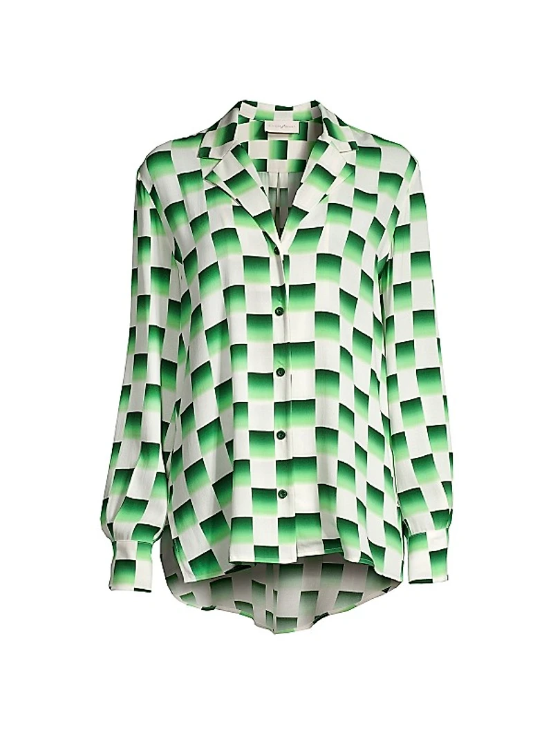 Odyssey Checkered Silk Blouse