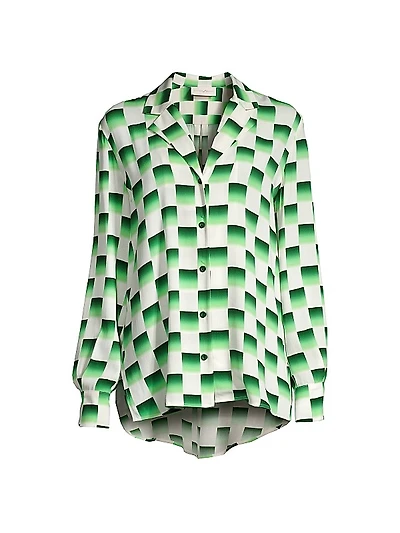 Odyssey Checkered Silk Blouse