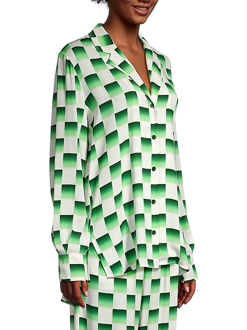 Odyssey Checkered Silk Blouse