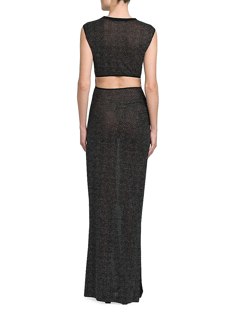 Keyhole Glitter Mesh Maxi Dress