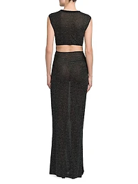 Keyhole Glitter Mesh Maxi Dress