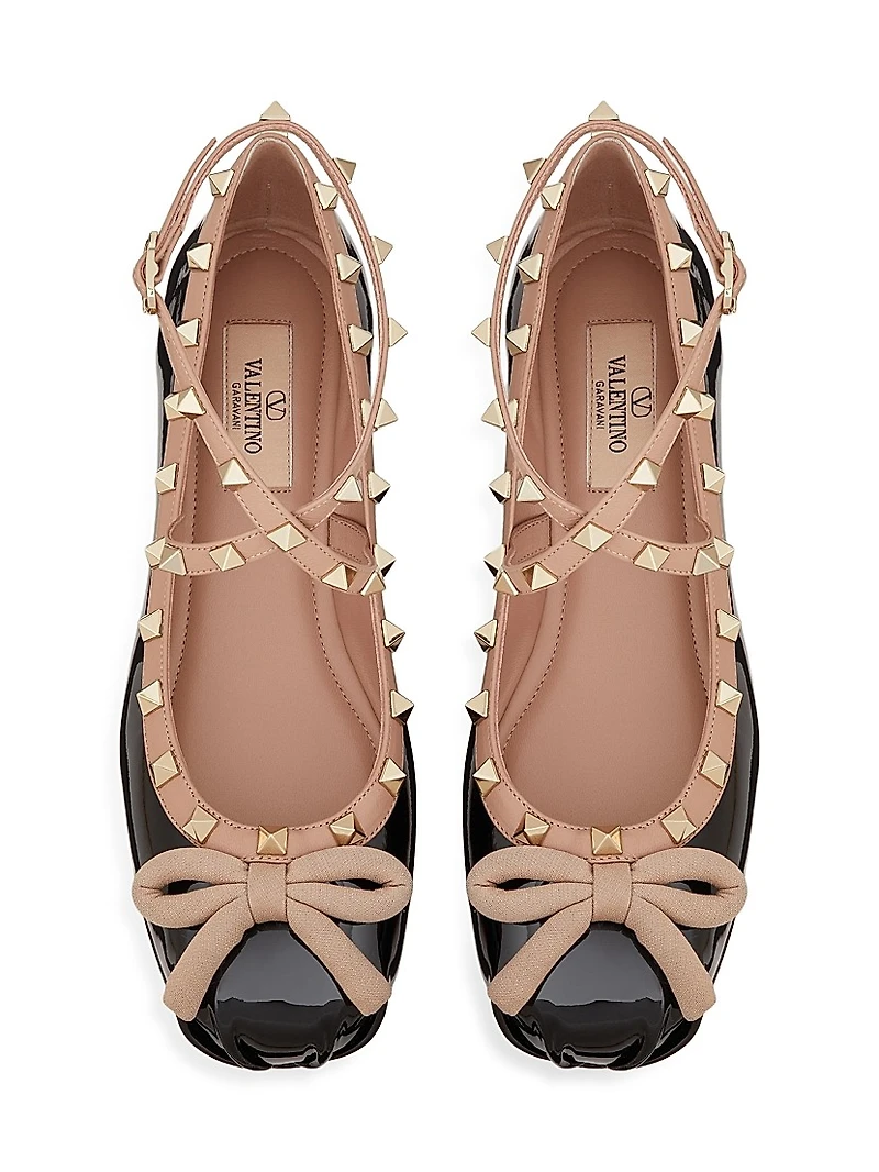 Rockstud Patent Leather Ballerinas