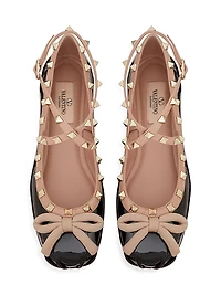 Rockstud Patent Leather Ballerinas
