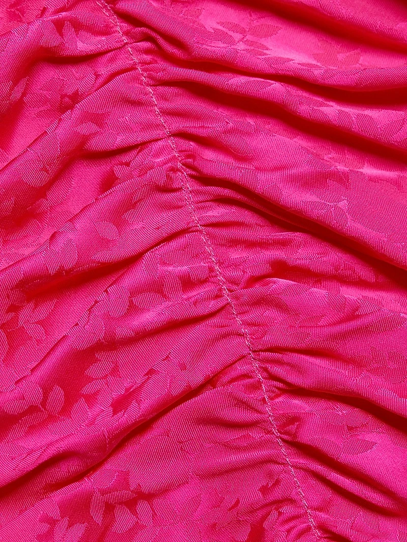 Golden Rose-Print Satin Minidress