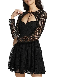Lace Tie-Neck Minidress