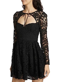 Lace Tie-Neck Minidress