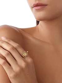 Celestial Solar Eclipse 18K Yellow Gold, Ruby & Orange Sapphire Ring