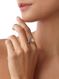 Celestial Lunar Eclipse 18K Yellow Gold & Blue Sapphire Ring