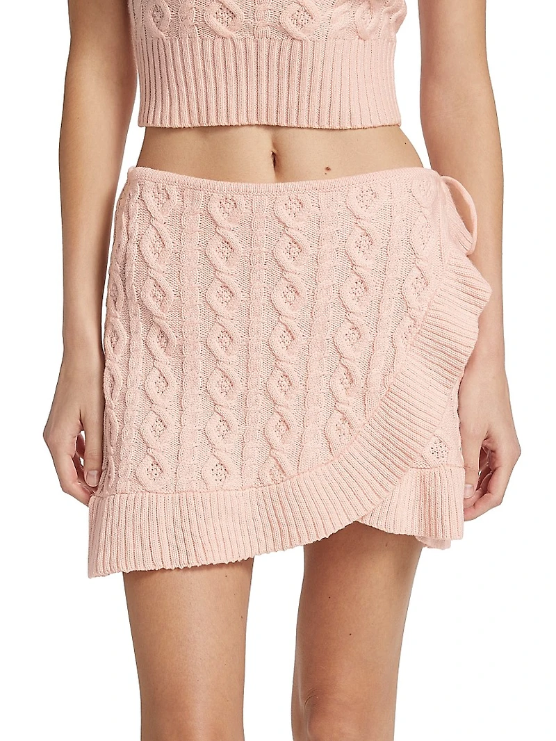 Gemma Cable-Knit Wrap Miniskirt