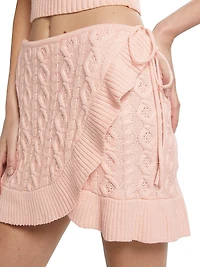 Gemma Cable-Knit Wrap Miniskirt