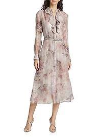 Bouquet Floral Chiffon Shirtdress