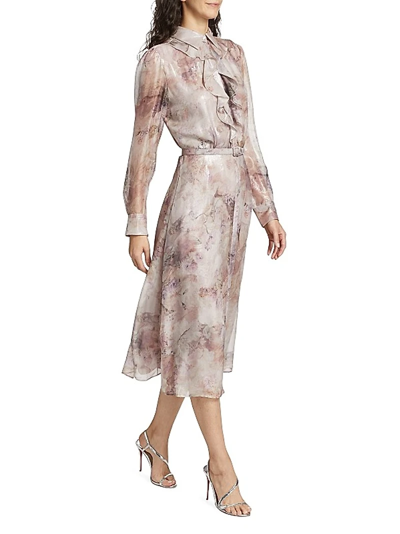 Bouquet Floral Chiffon Shirtdress