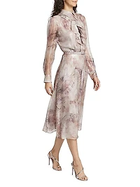Bouquet Floral Chiffon Shirtdress