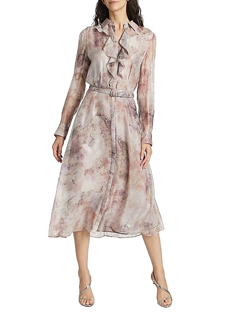 Bouquet Floral Chiffon Shirtdress