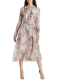 Bouquet Floral Chiffon Shirtdress