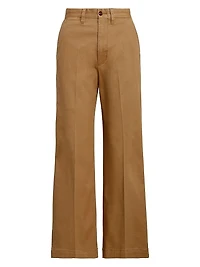 Cropped Stretch-Cotton Wide-Leg Pant