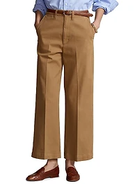 Cropped Stretch-Cotton Wide-Leg Pant
