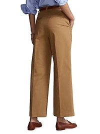 Cropped Stretch-Cotton Wide-Leg Pant