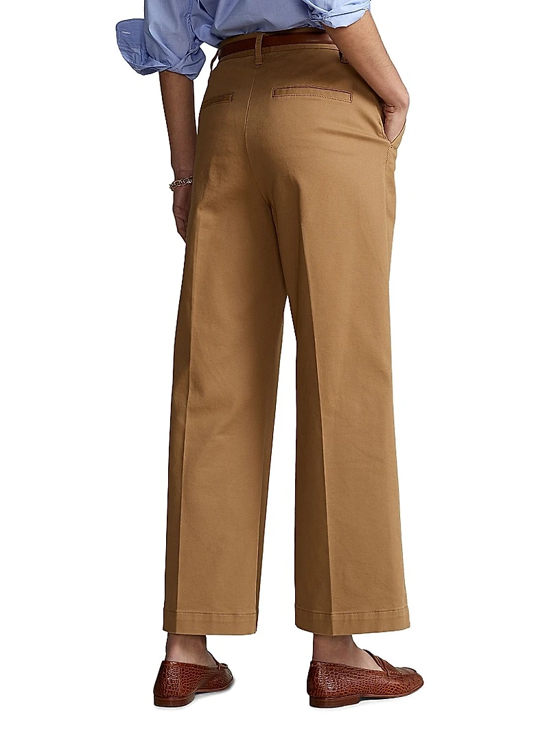 Cropped Stretch-Cotton Wide-Leg Pant