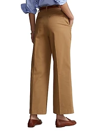 Cropped Stretch-Cotton Wide-Leg Pant