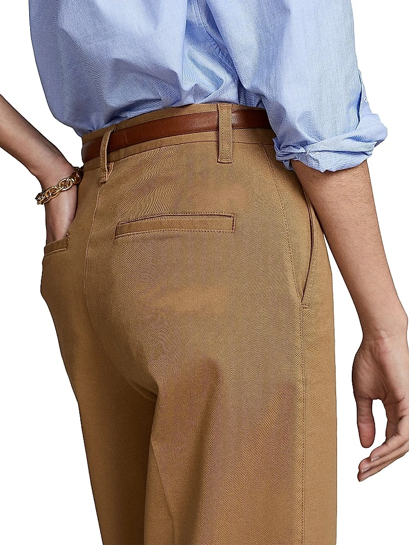 Cropped Stretch-Cotton Wide-Leg Pant