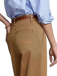 Cropped Stretch-Cotton Wide-Leg Pant
