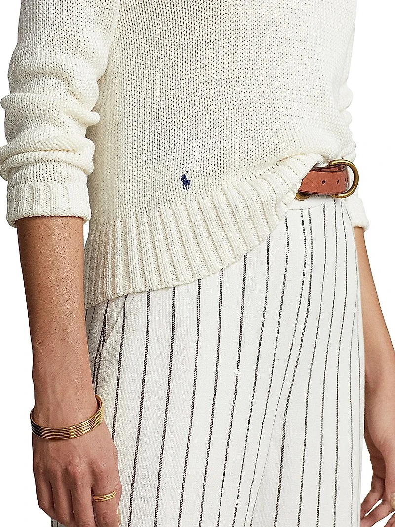 Cotton Shaker-Stitch Sweater