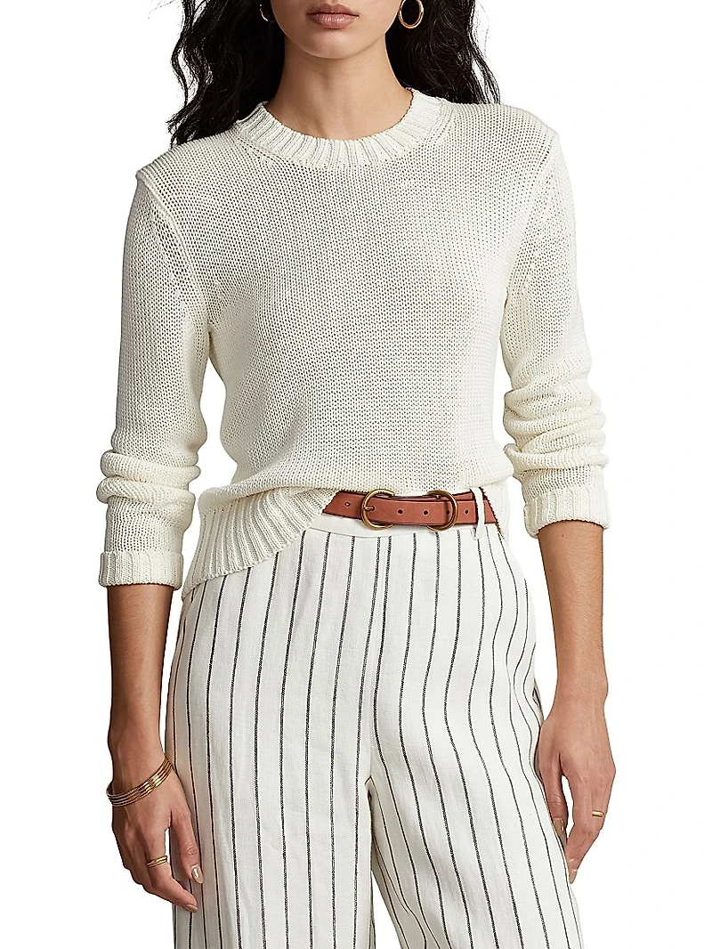 Cotton Shaker-Stitch Sweater
