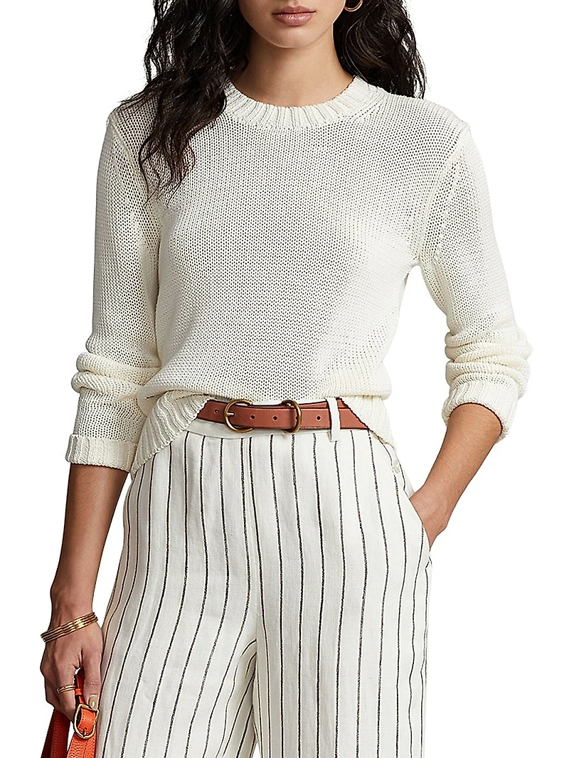 Cotton Shaker-Stitch Sweater