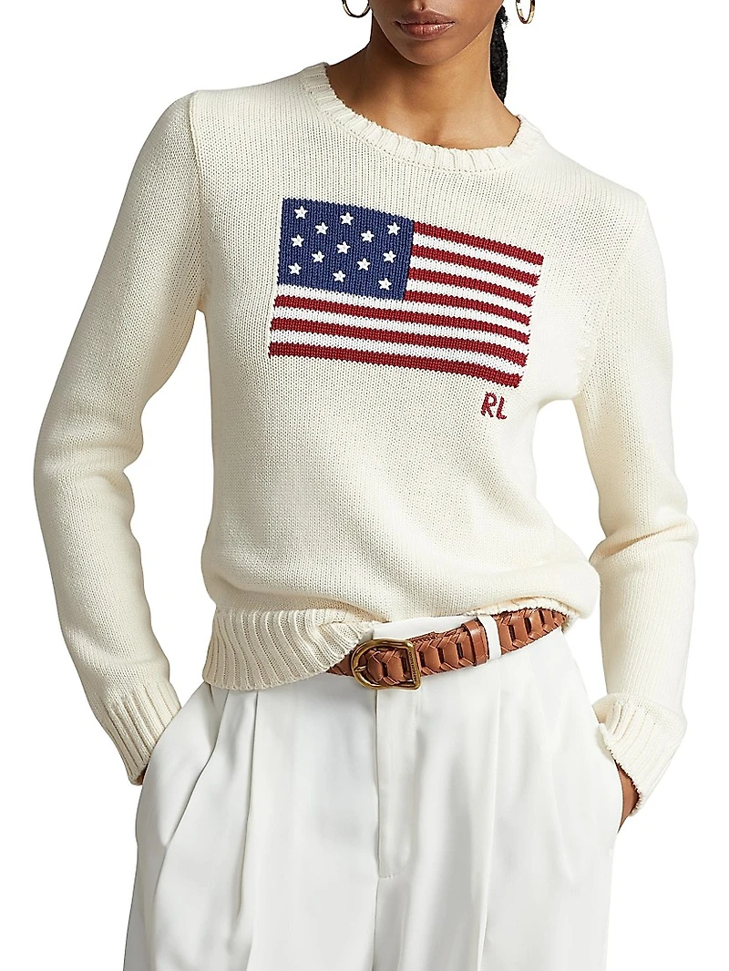 Flag Cotton Crewneck Sweater