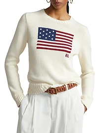 Flag Cotton Crewneck Sweater