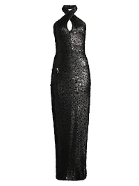Sequined Halterneck Gown