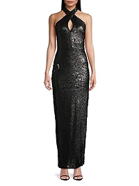 Sequined Halterneck Gown