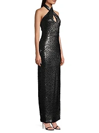 Sequined Halterneck Gown