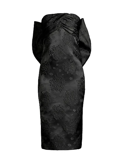 Loulou Draped Bow Midi-Dress