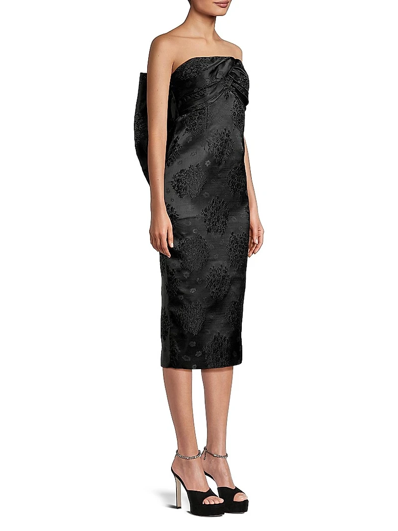 Loulou Draped Bow Midi-Dress