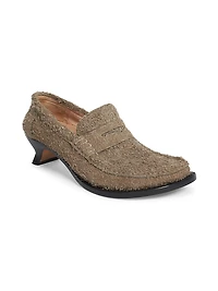 Loewe Tierra 40MM Leather Kitten-Heel Loafer Pumps