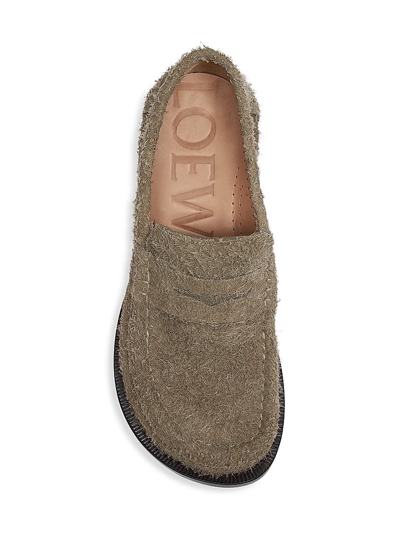 Loewe Tierra 40MM Leather Kitten-Heel Loafer Pumps