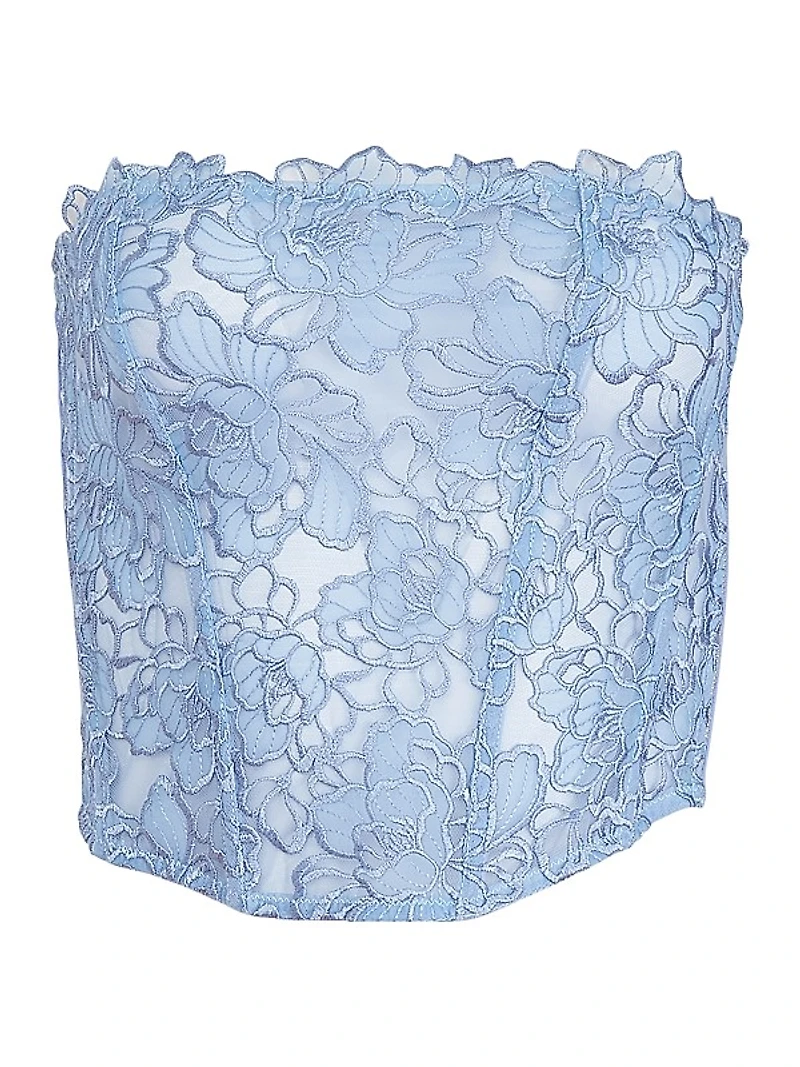 Whitney Floral-Embroidered Corset Top