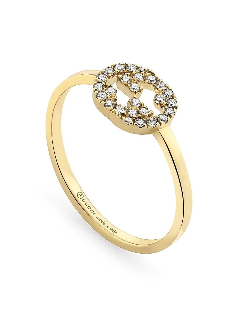 Interlocking G 18K Yellow Gold & 0.12 TCW Diamond Ring