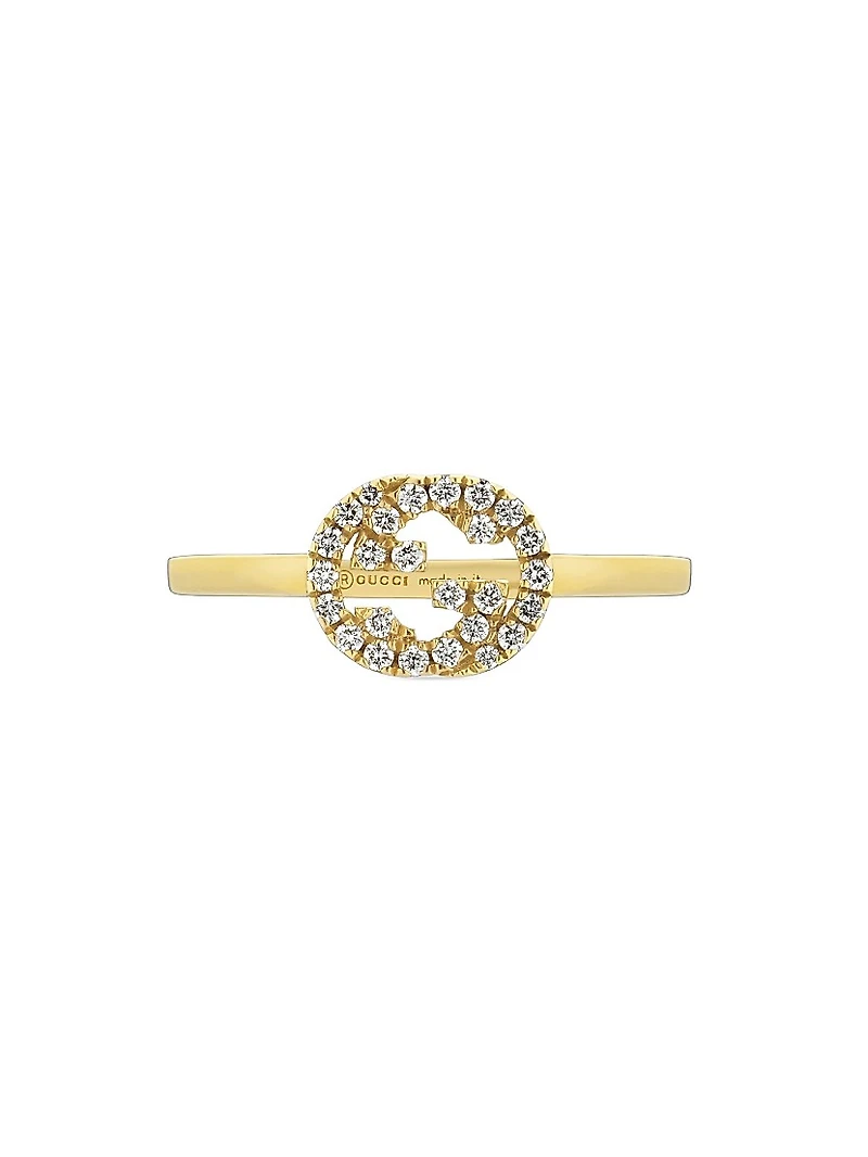 Interlocking G 18K Yellow Gold & 0.12 TCW Diamond Ring